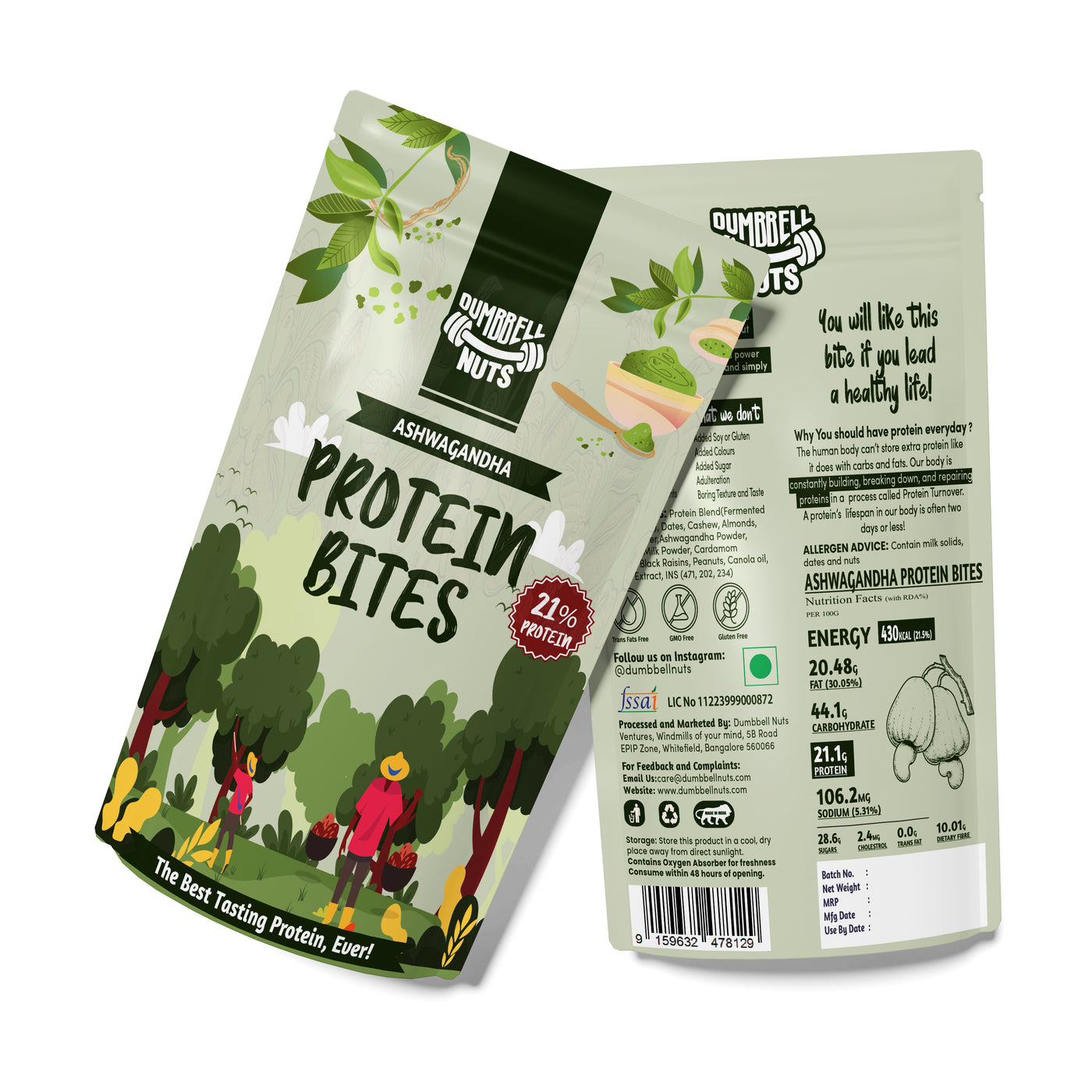 Dumbbell Nuts Ashwagandha Protein Bites – 21% Protein