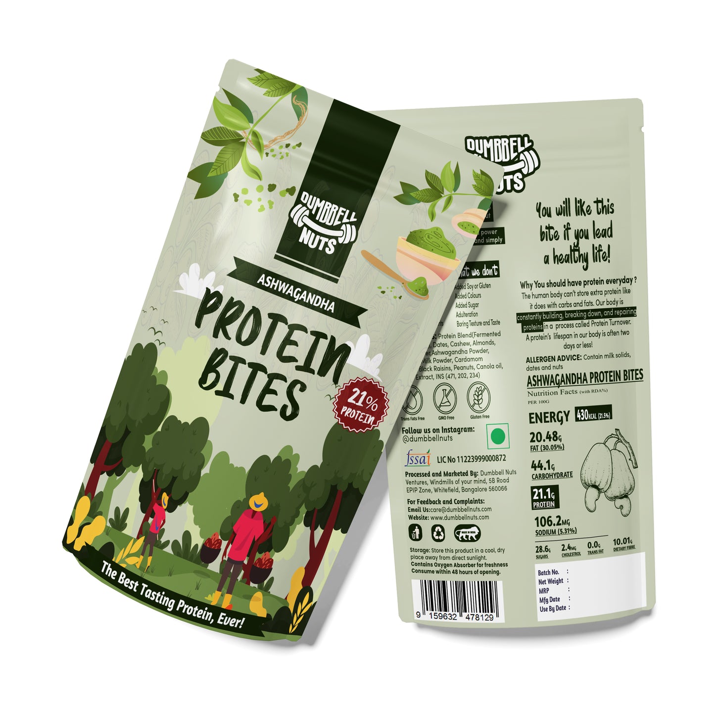 Dumbbell Nuts Ashwagandha Protein Bites – 21% Protein