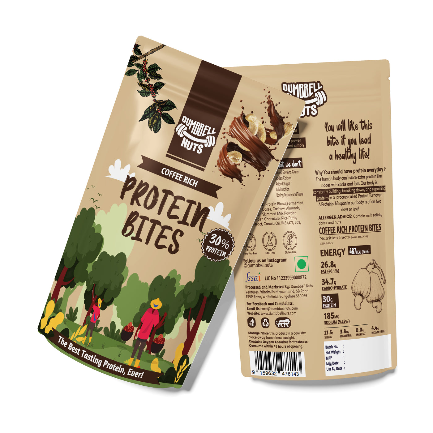 Dumbbell Nuts Coffee Rich Protein Bites – 30% Protein