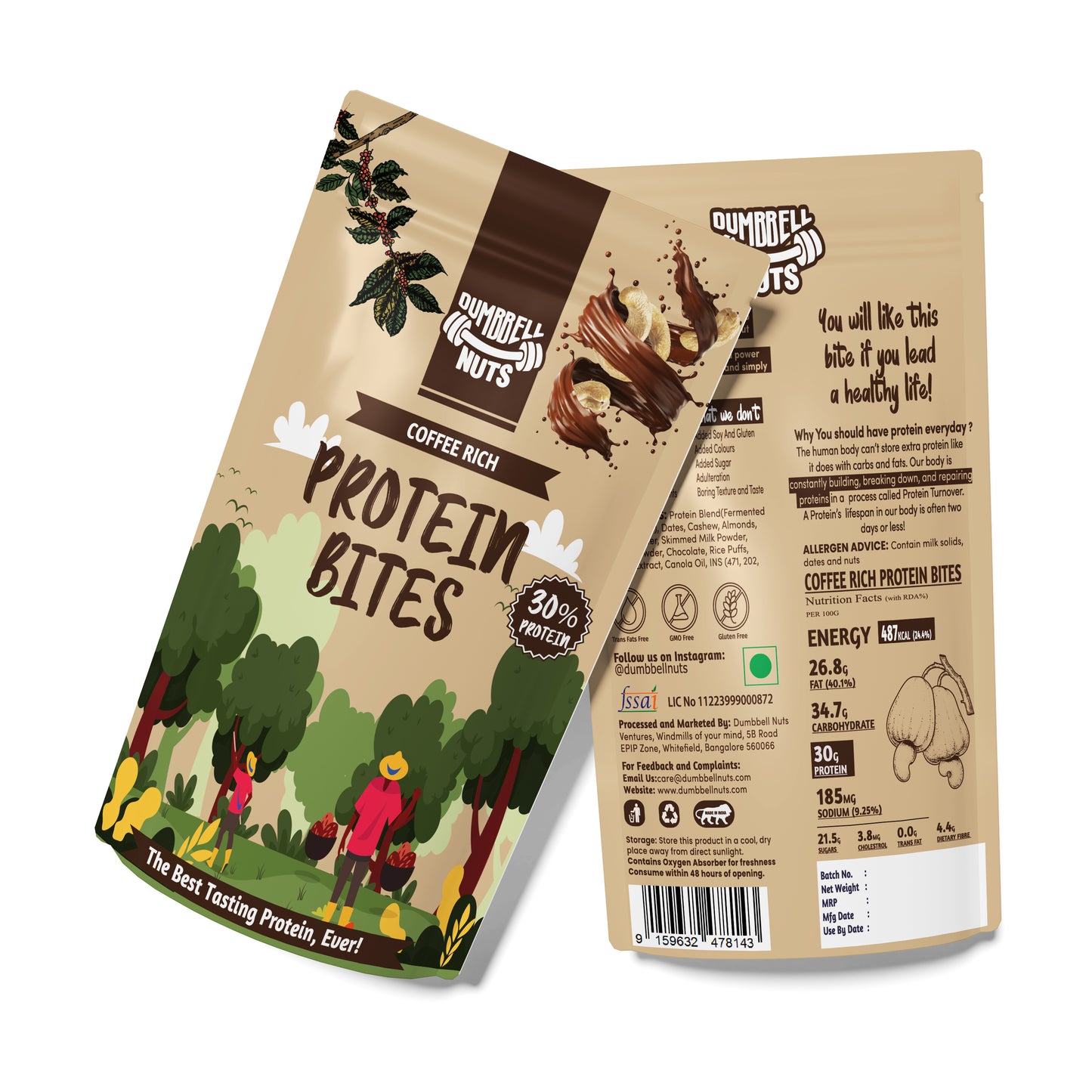 Dumbbell Nuts Coffee Rich Protein Bites – 30% Protein