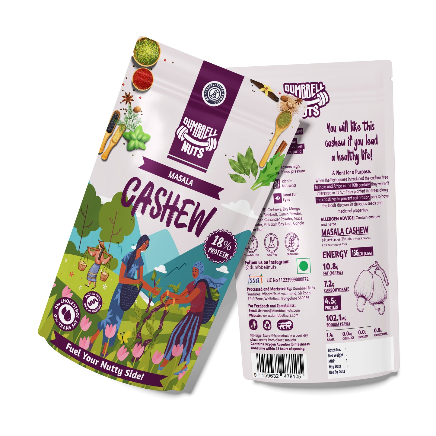 Dumbbell Nuts Masala Cashew - 19% Protein