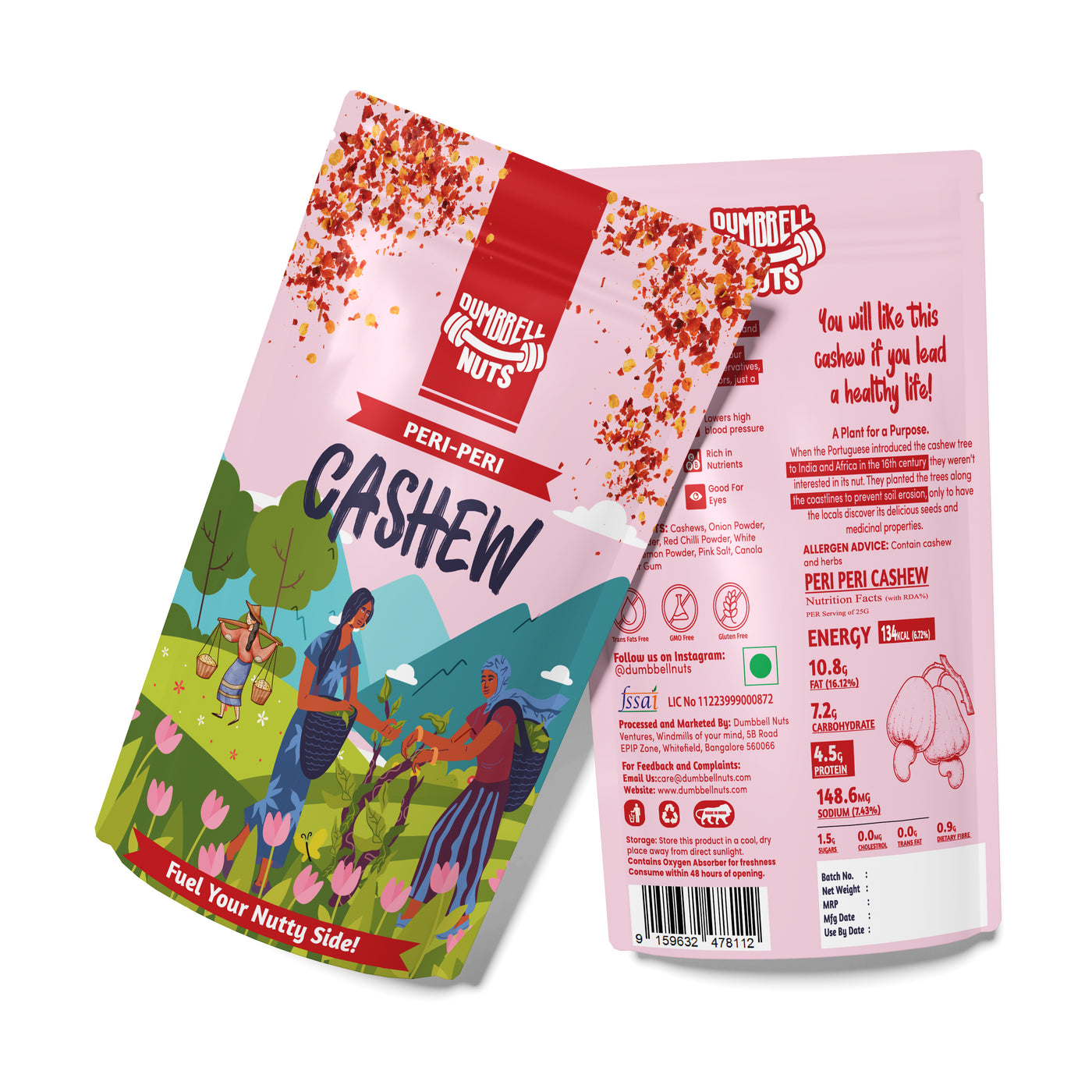 Dumbbell Nuts Peri Peri Cashew - 19% Protein